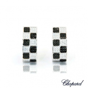Chopard 18k White Gold Black and White Diamond Earrings 84/3696-1001